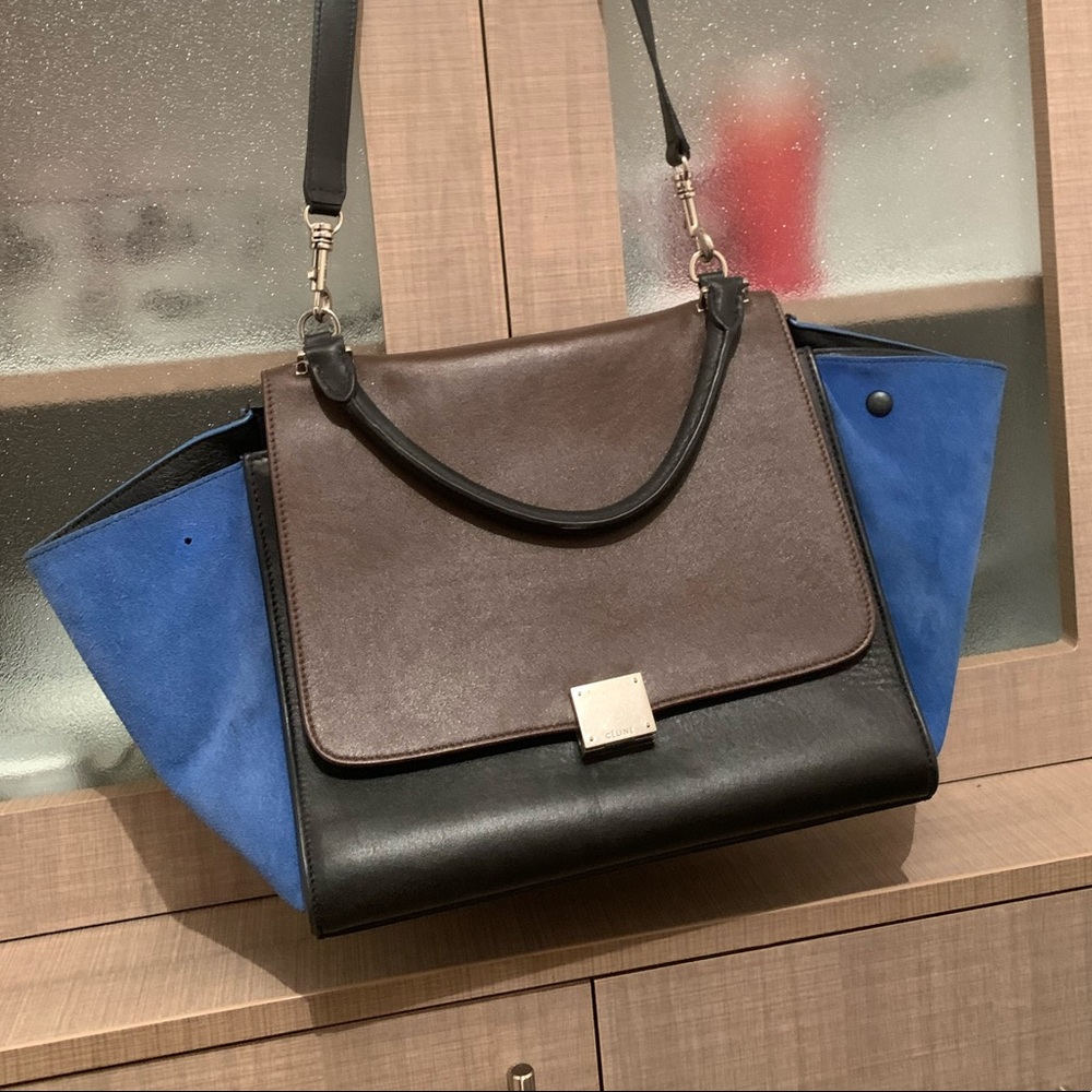 Authentic Celine medium trapeze trio color bag